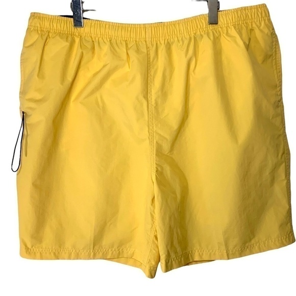 HUNT Club Yellow Swim Short Side Pocket Back Hook Loop Elastic Waist Cord XL - Picture 1 of 8